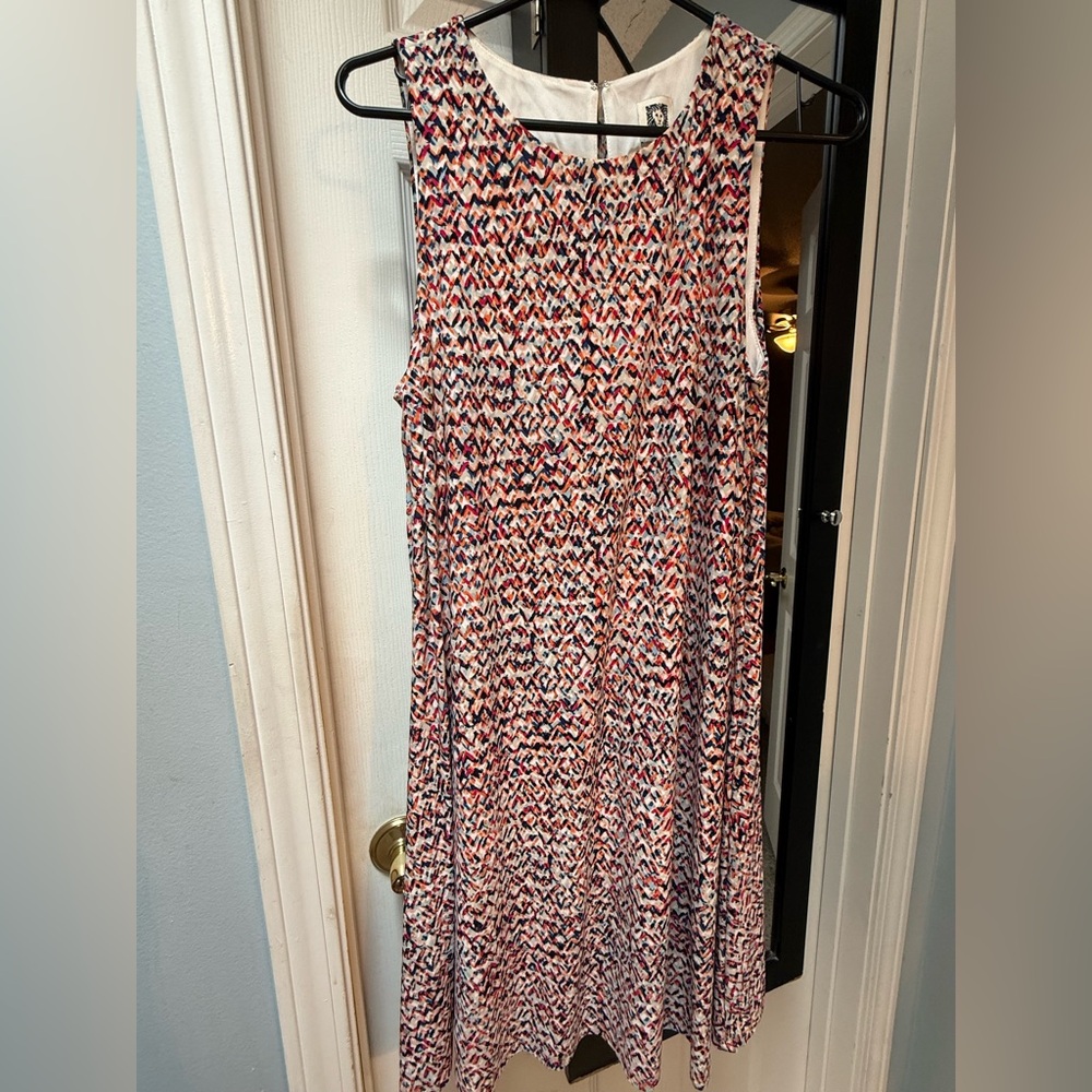 Anne Klein Sleeveless Chevron Maxi Dress in Red, Navy & Cream